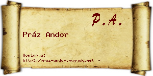 Práz Andor névjegykártya